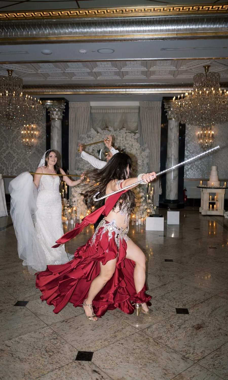 Amazing Ivanna performing professional belly dance entertainment at an elegant wedding reception